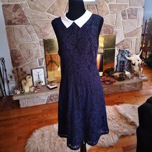 Navy Blue Lave Mid Length Dress